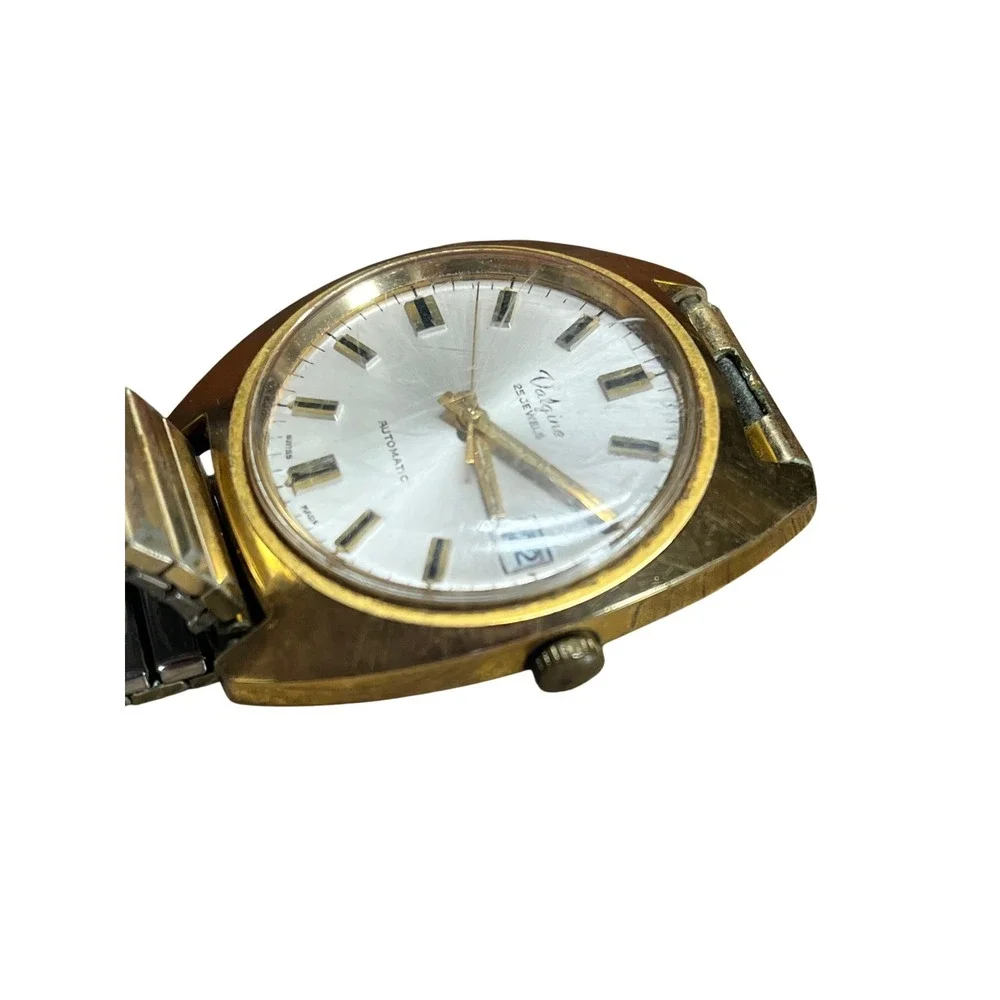 Vintage Valgine 25 Jewels Automatic Swiss Made Gold Tone Watch Expansion Band
